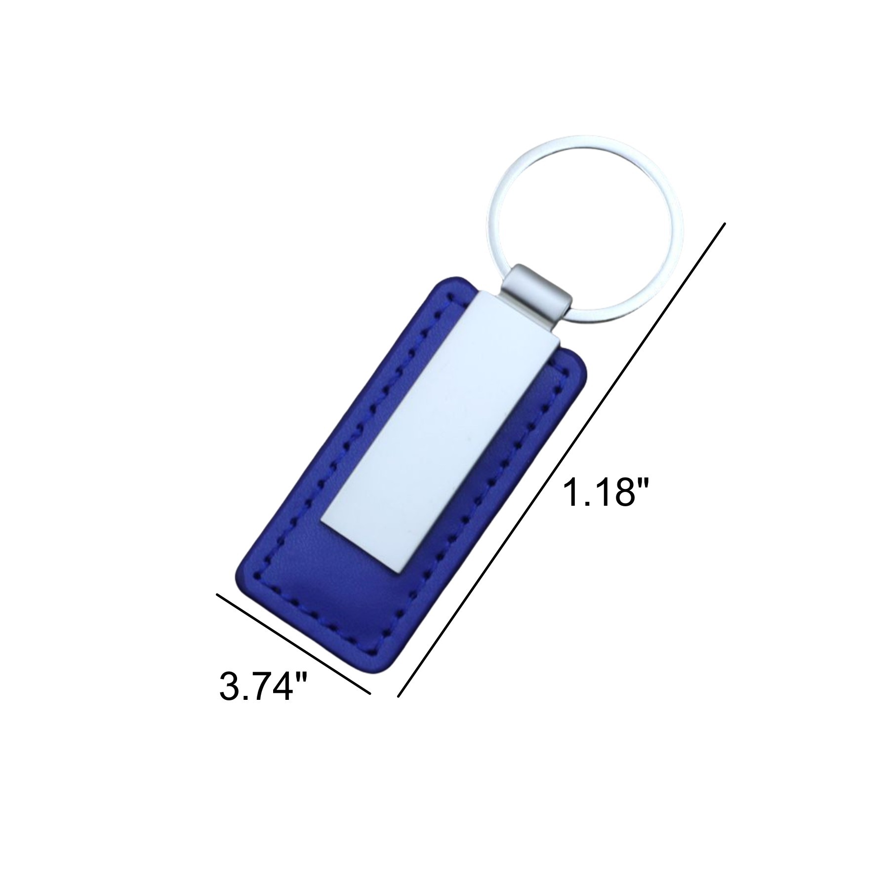 Rectangular Metal PU Leather Keychain 2