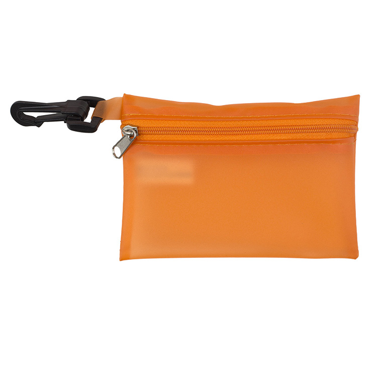 "MEDI" 19 Piece First Aid Kit in Translucent Zipper Kit with Plastic Carabiner Attachment 14