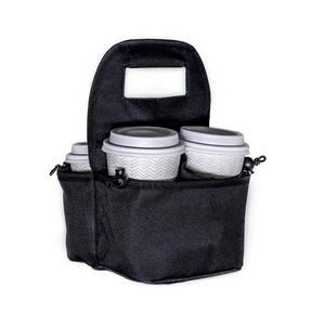 Reusable Coffee Cup Holder 4 Cup Collapsible Tote Bag with Organizer Pockets 4