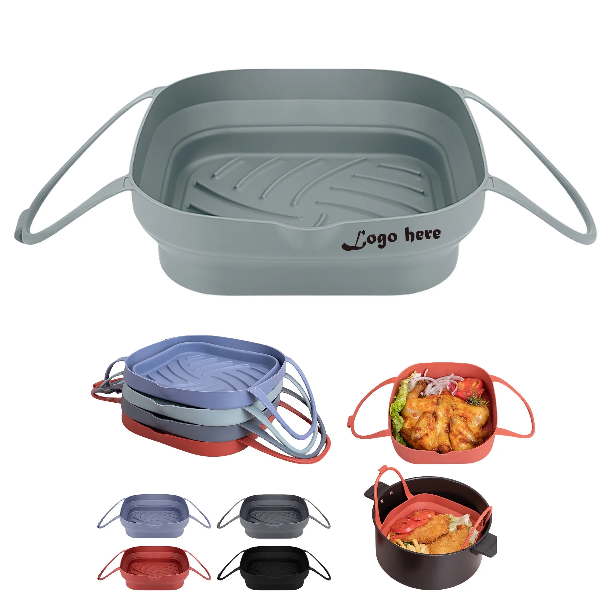 Reusable Air Fryer Silicone Pot Bowl 8