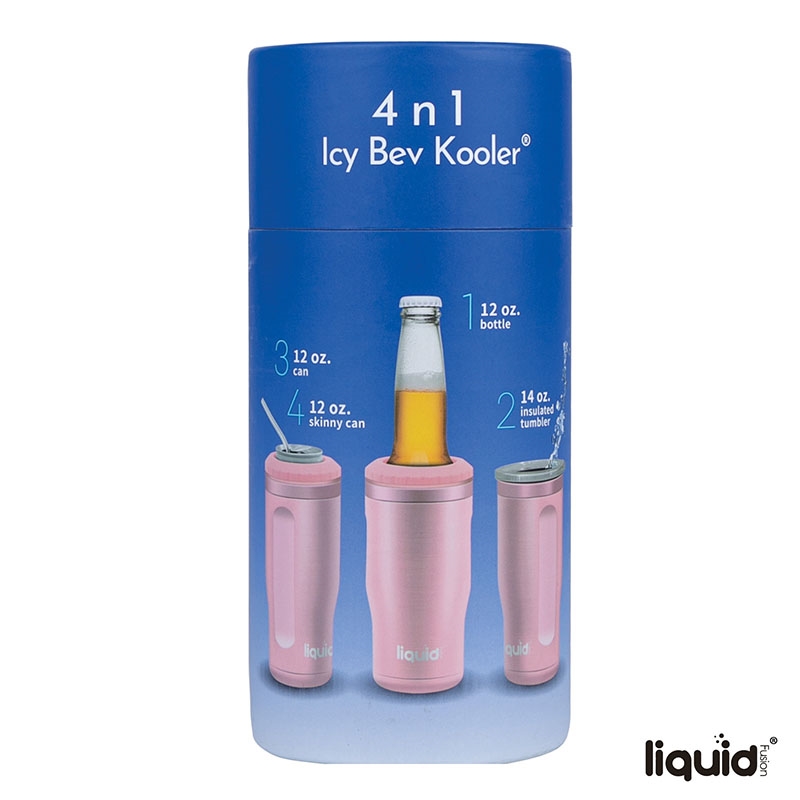 Liquid Fusion® Icy Bev Kooler® 4-In-1 Double Wall Stainless Steel Can Cooler / Tumbler 8