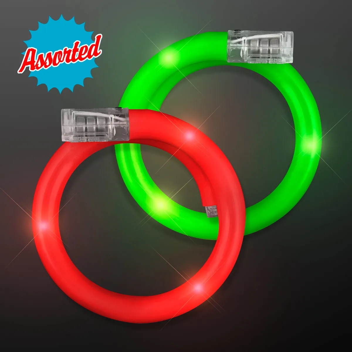 LED Flash Tube Bracelets - Assorted Green & Red 1