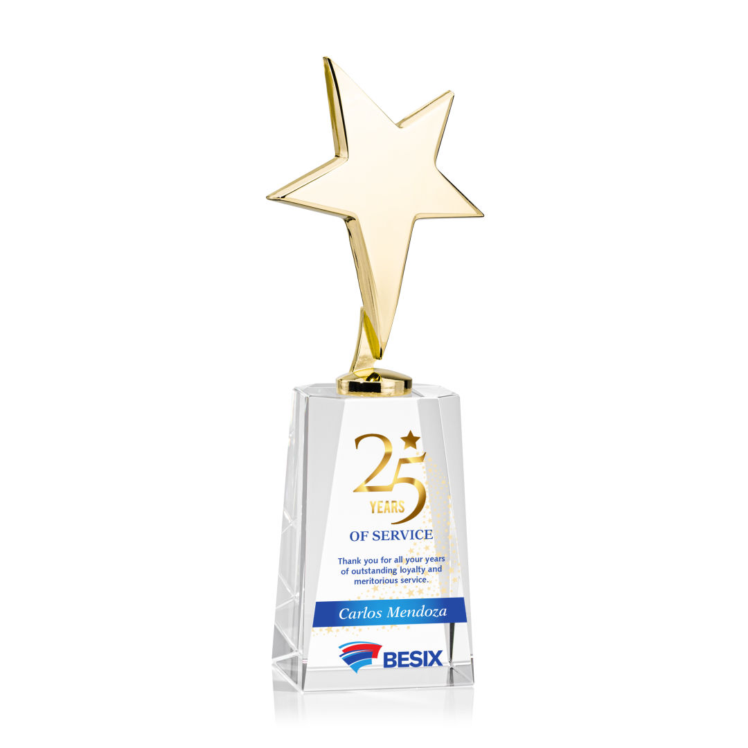 Tuscany Gold Star VividPrint™ Award on Cairns Base -  Clear