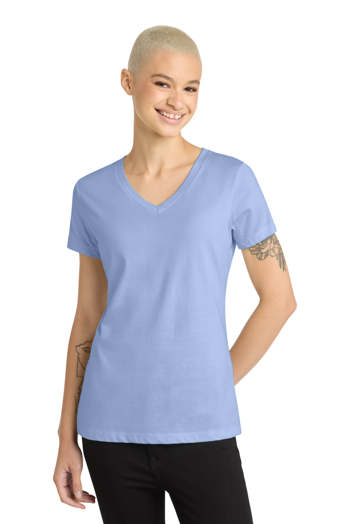 District - Women's Perfect Weight V-Neck Tee. DM1170L 24