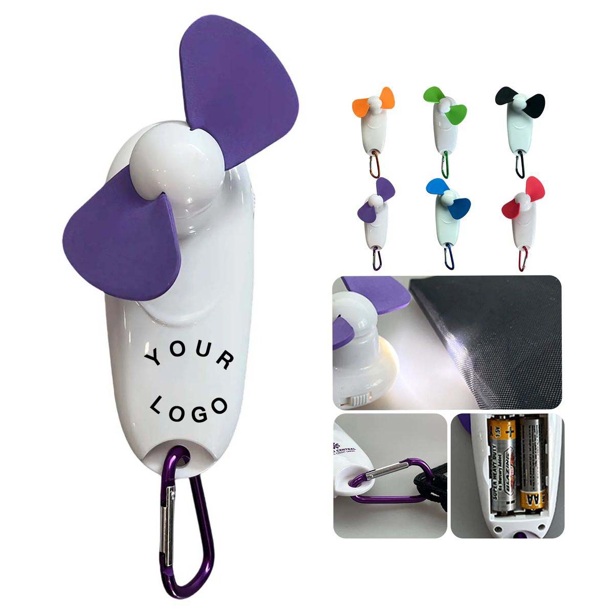Rechargeable Portable Fan with Carabiner Hook 3