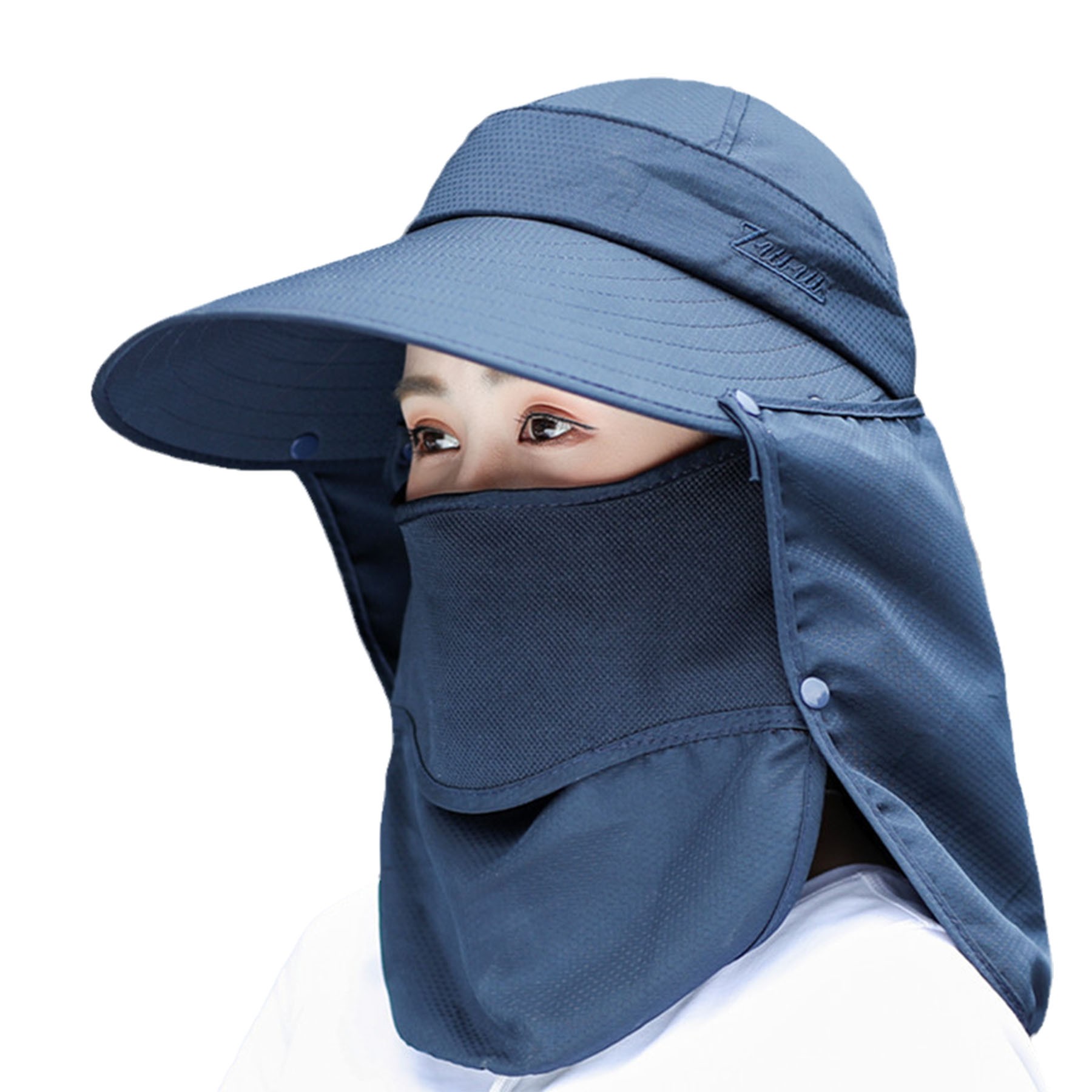UV Protection Sunshade Hat W/ Detachable Mask/Neck Flap 3