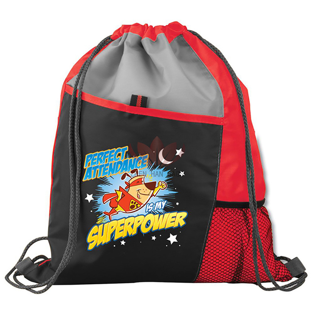 Slant Pocket Drawstring Sports Backpack 4