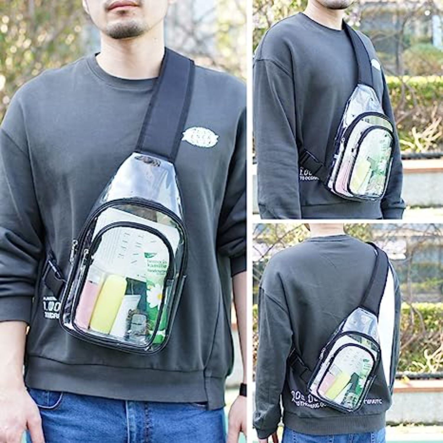 Sling Travel Clear Bag PVC Transparent Crossbody Backpack 7
