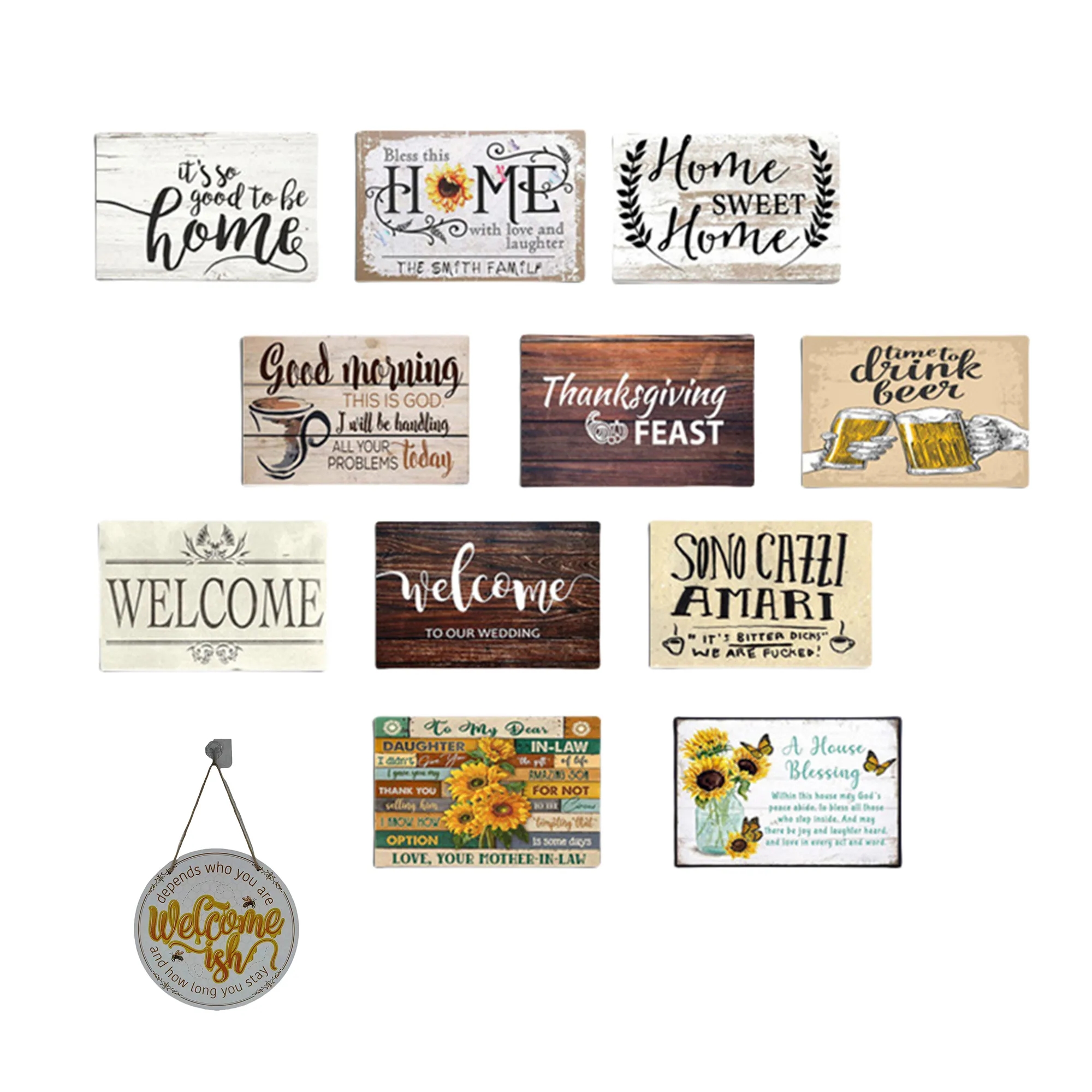 Welcome Listing Decoration Doorplate Wooden 3