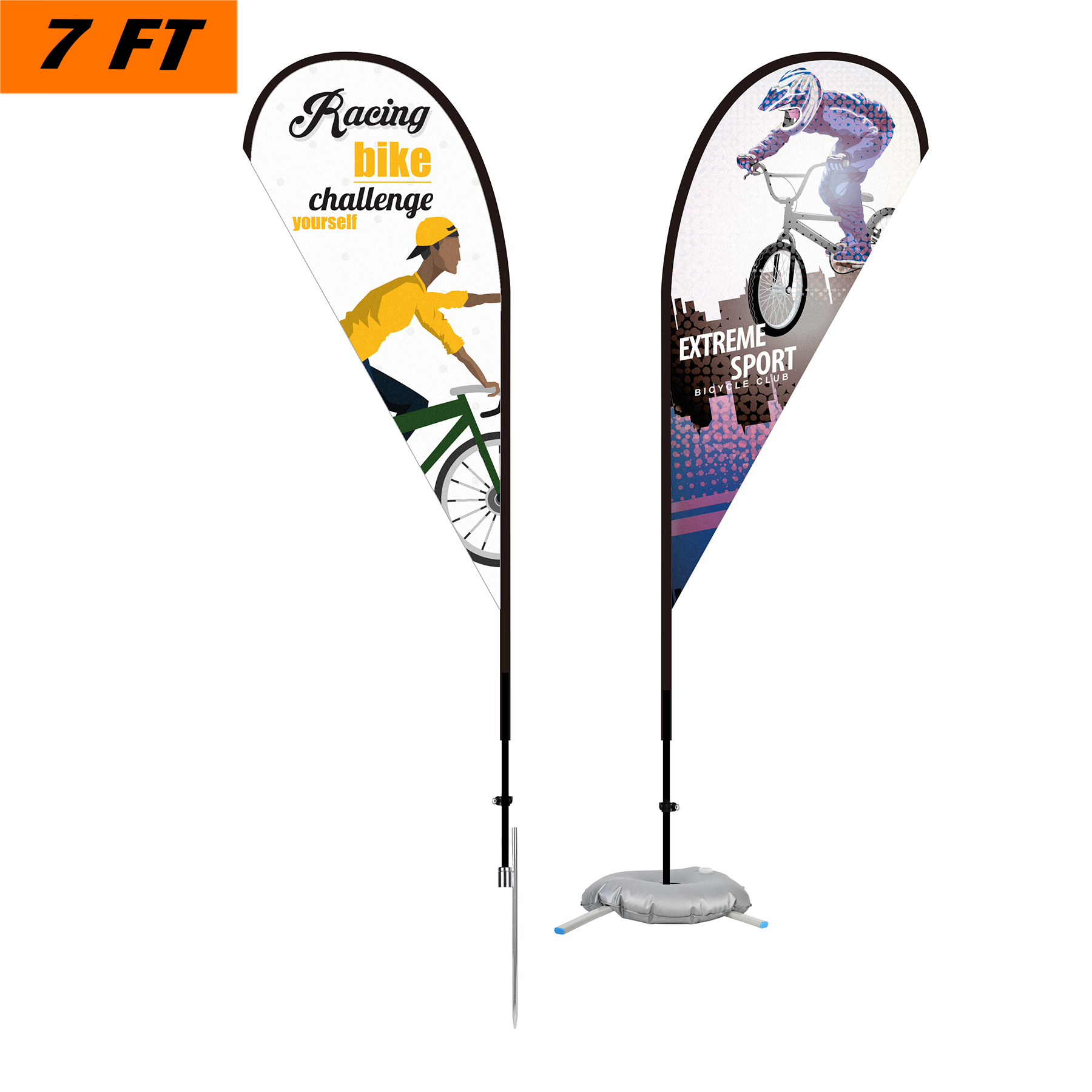 7' Teardrop Flag Kit-Double Sided With Optional Base 5