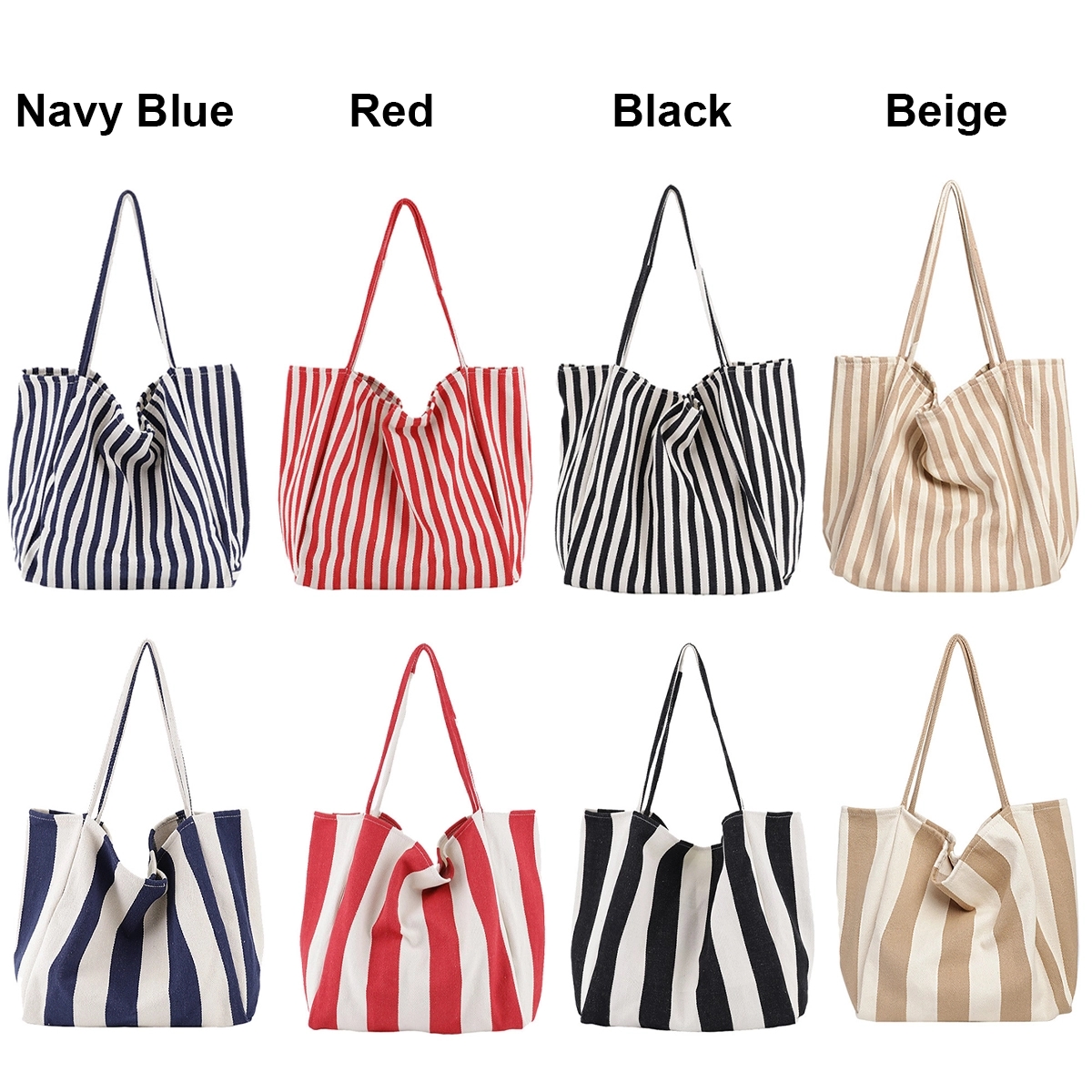 Large Striped Canvas Tote Bag 2