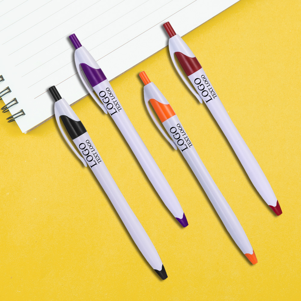 White Retractable Pen with Colored Trim 5