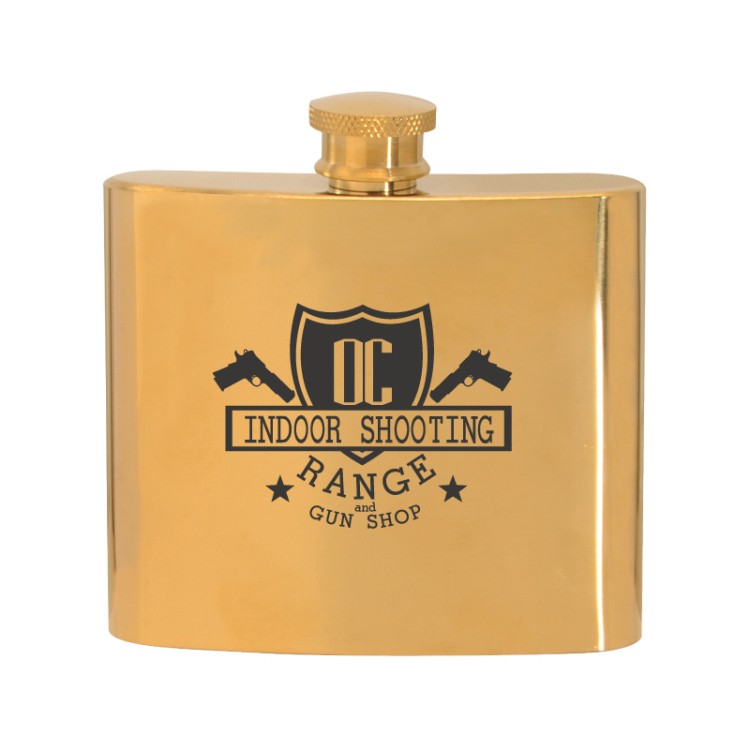 5 oz. Stainless Steel Gold Plated Hip Flask 2