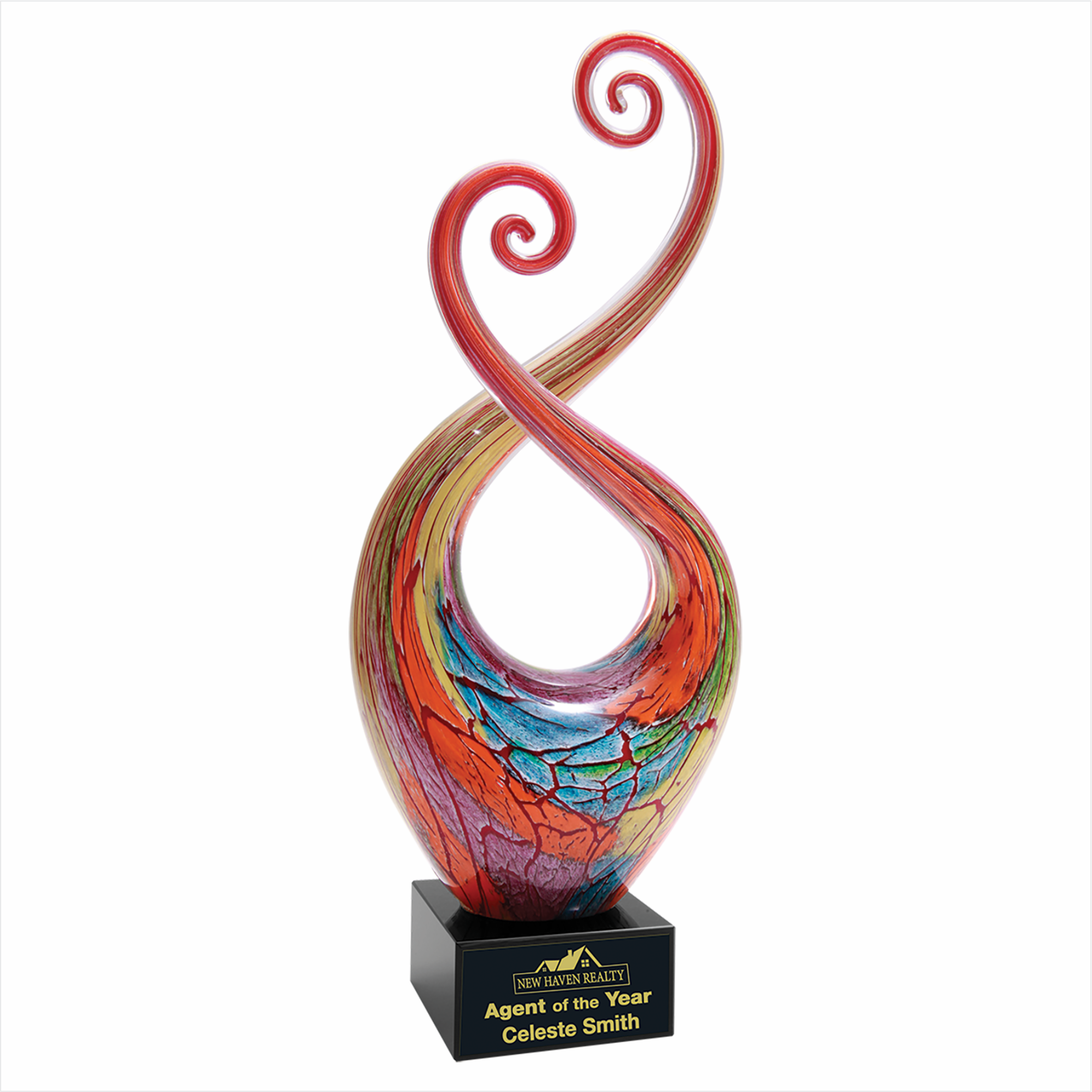 14" Multi-Color Twist Art Glass w/Black Base 5