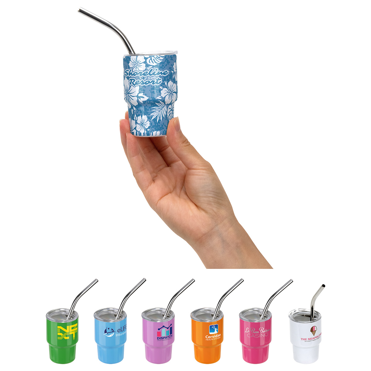 Mini Belmont 3 oz Double-Wall Stainless Steel Tumbler with Straw 19