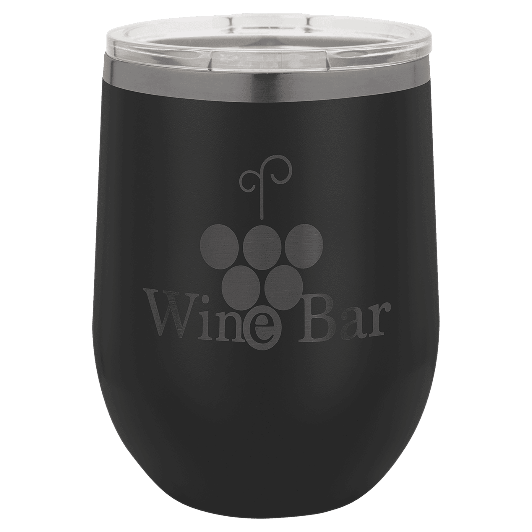 Polar Camel 12 oz. Black/Ghost Black ION-Plated Stemless Wine Tumbler with Lid 2