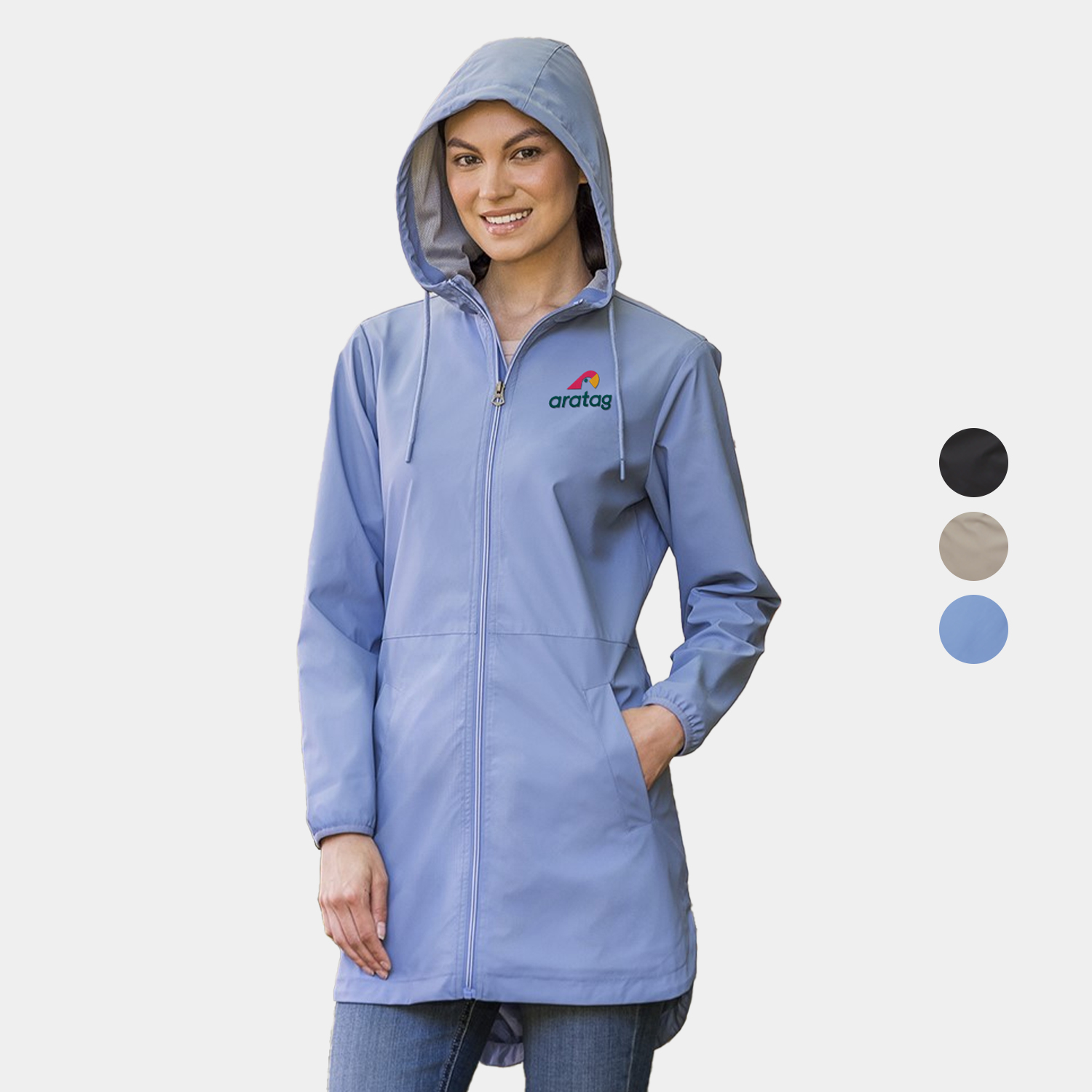 Weatherproof® Classic Fit Ladies Hooded Rain Jacket 1