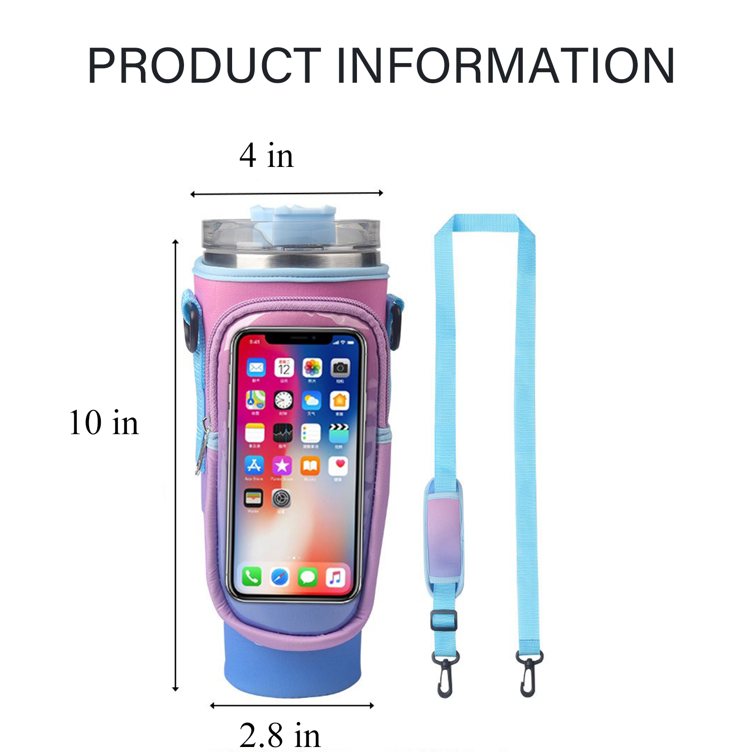 Waterproof Bottle Pouch w/ Phone Pocket for 40 oz Tumbler 2