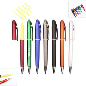 Color Barrel Pen With Yellow Highlighter 5