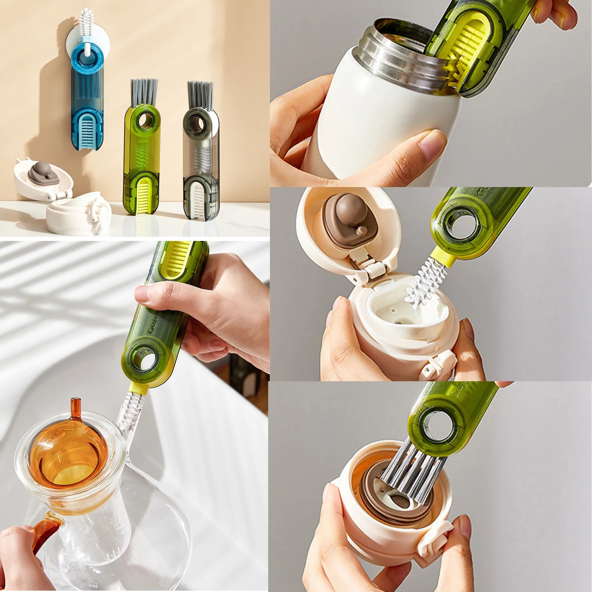 3-in-1 slit U-shaped cup mouth, lid, cleaning brush 1