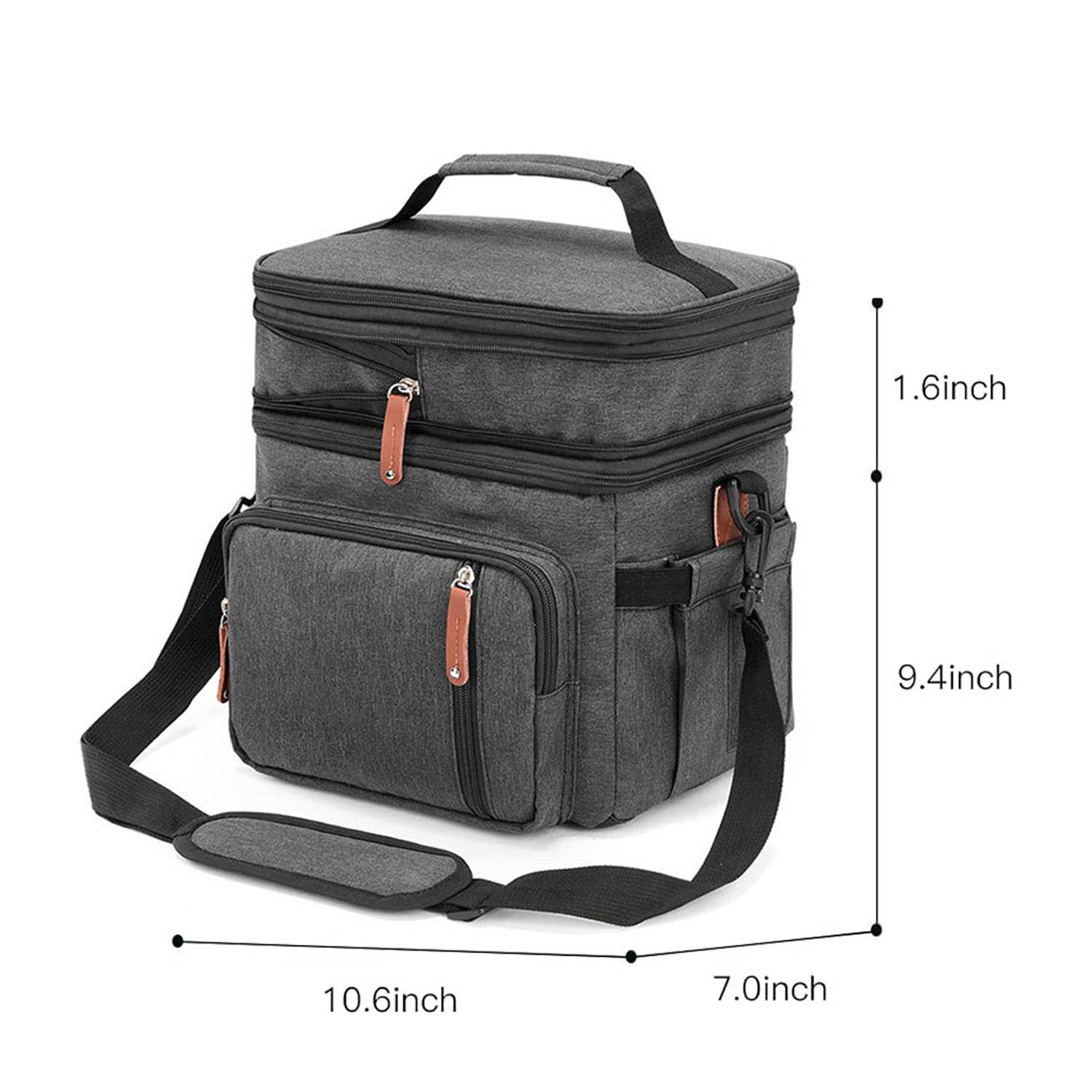 13L Oxford Insulated Lunch Cooler Bag for Picnic w/ Pockets 7