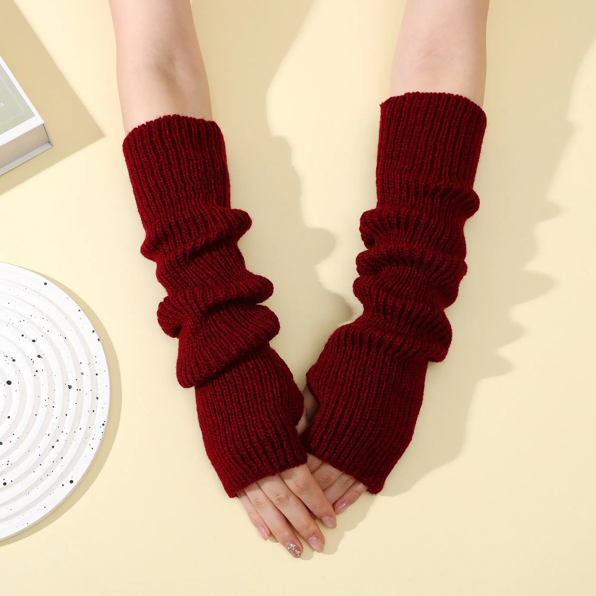 Long Fingerless Knit Winter Arm Warmers 23