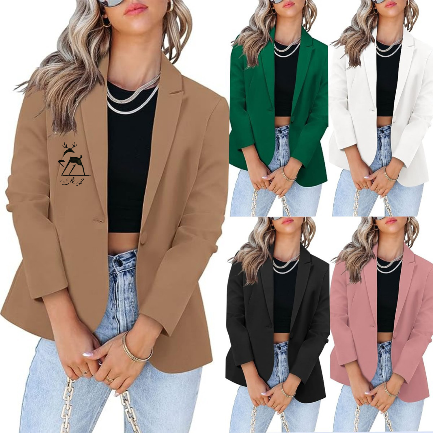 Womens Casual Blazers Open Front Long Sleeve Work Jacket