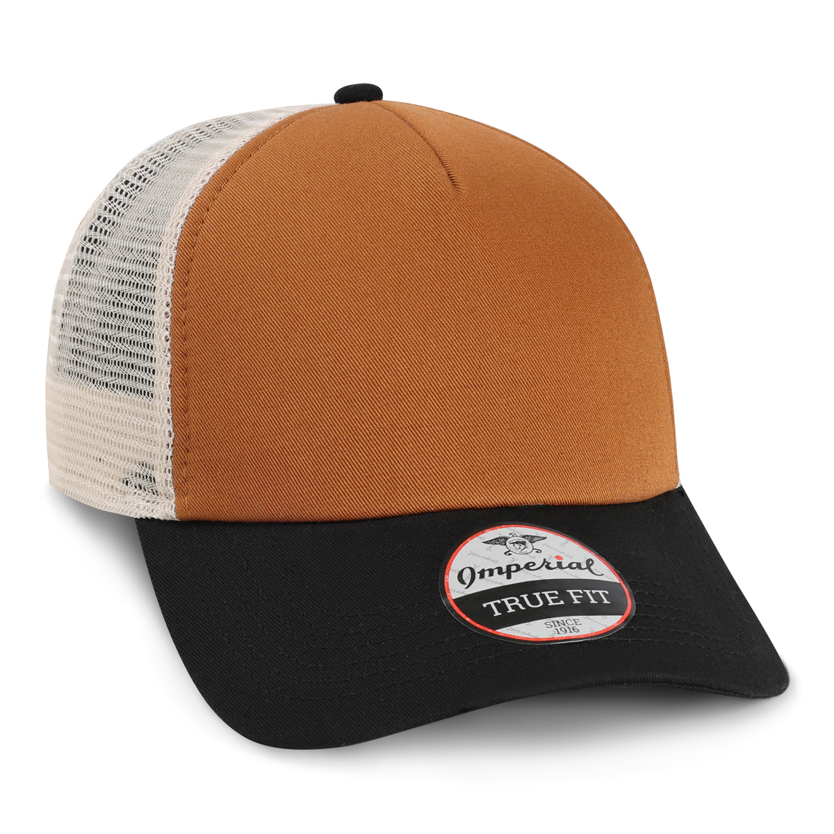Imperial 1287 5-Panel North Country Trucker Hat w/ Leatherette Patches or Embroidery 22