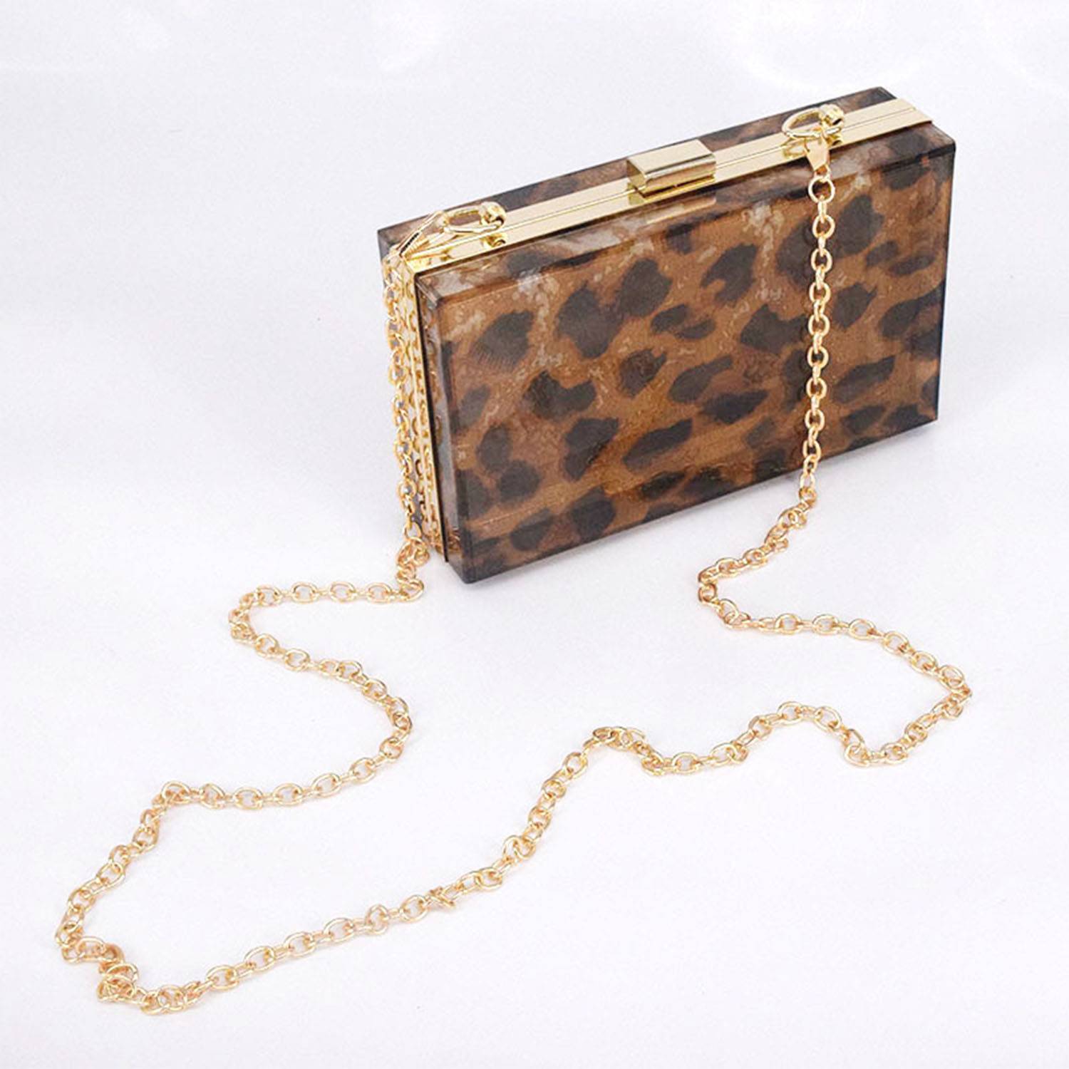 Leopard print acrylic crossbody chain box bag 4