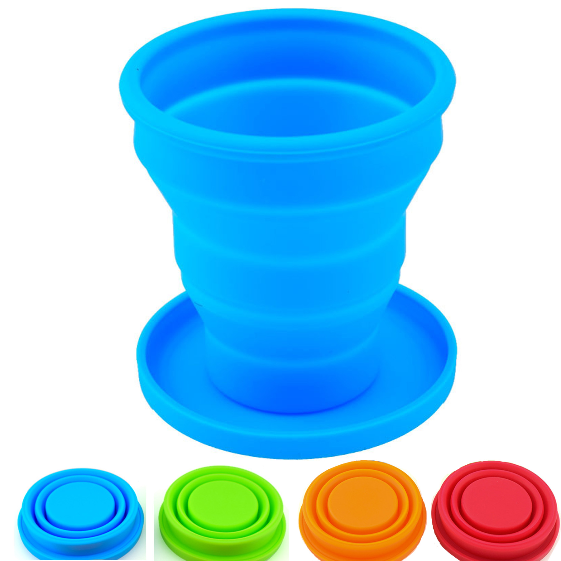 200ml Silicone Folding Travel Cup with Lids 1