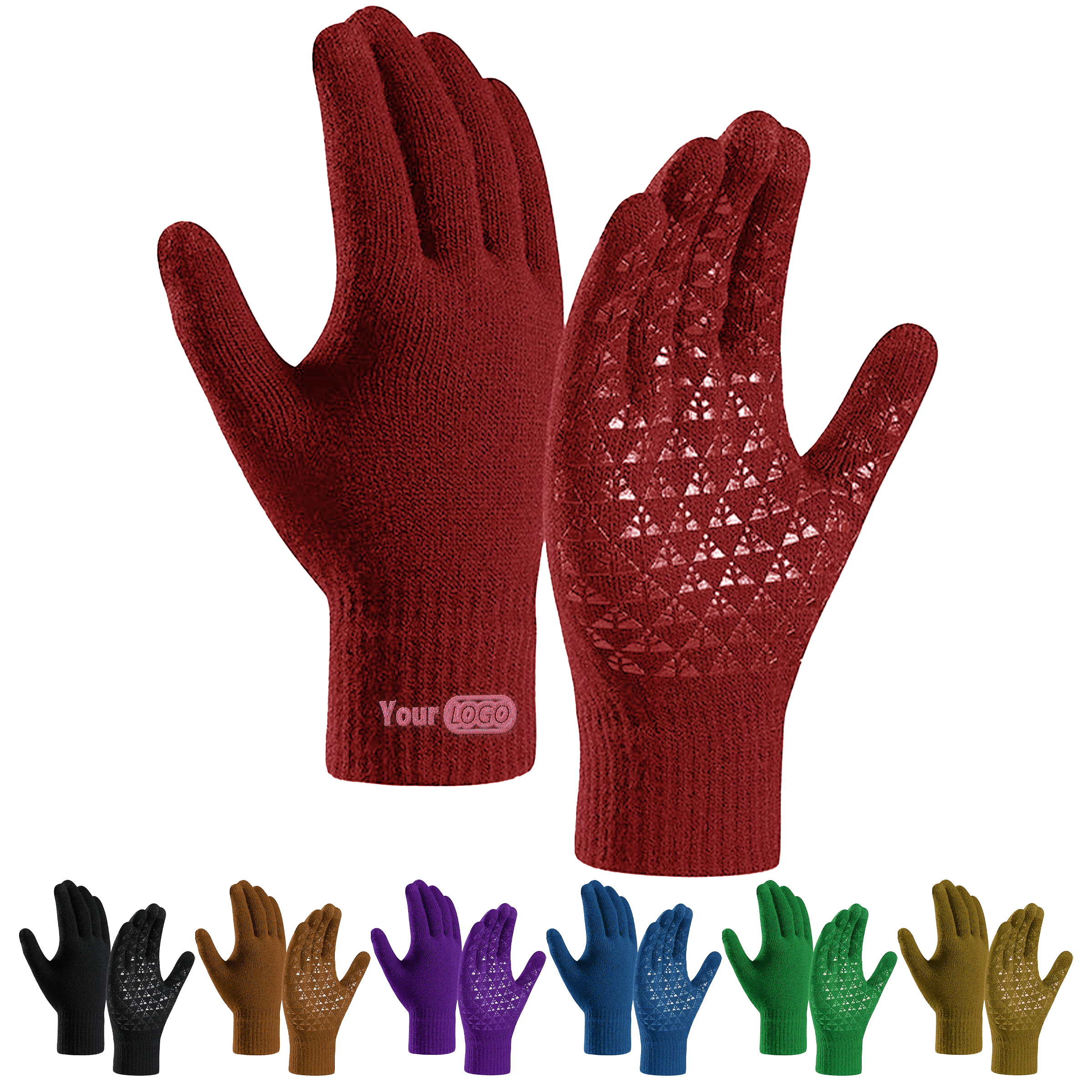 Polyester Warm Knit Gloves With Anti-Slip Grip For Active Lifestyles 4