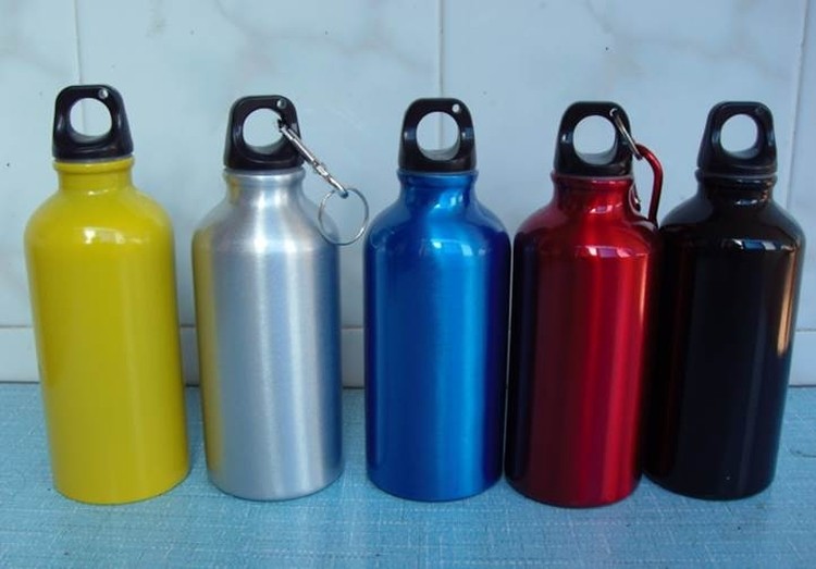 Aluminium Sports Bottle with Carabiner, custom water bottle with logo imprint 2