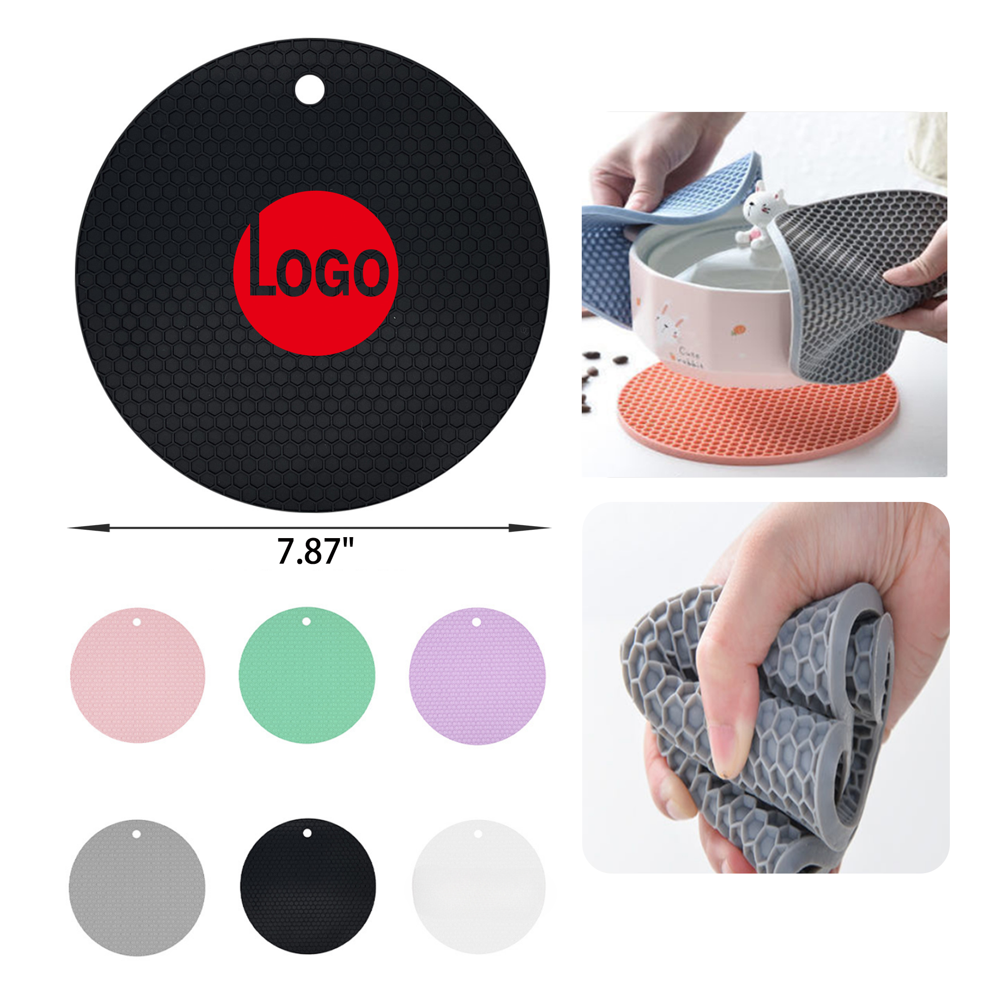 MOQ 50 PCS Non Slip Honeycomb Silicone Pot Holder 5