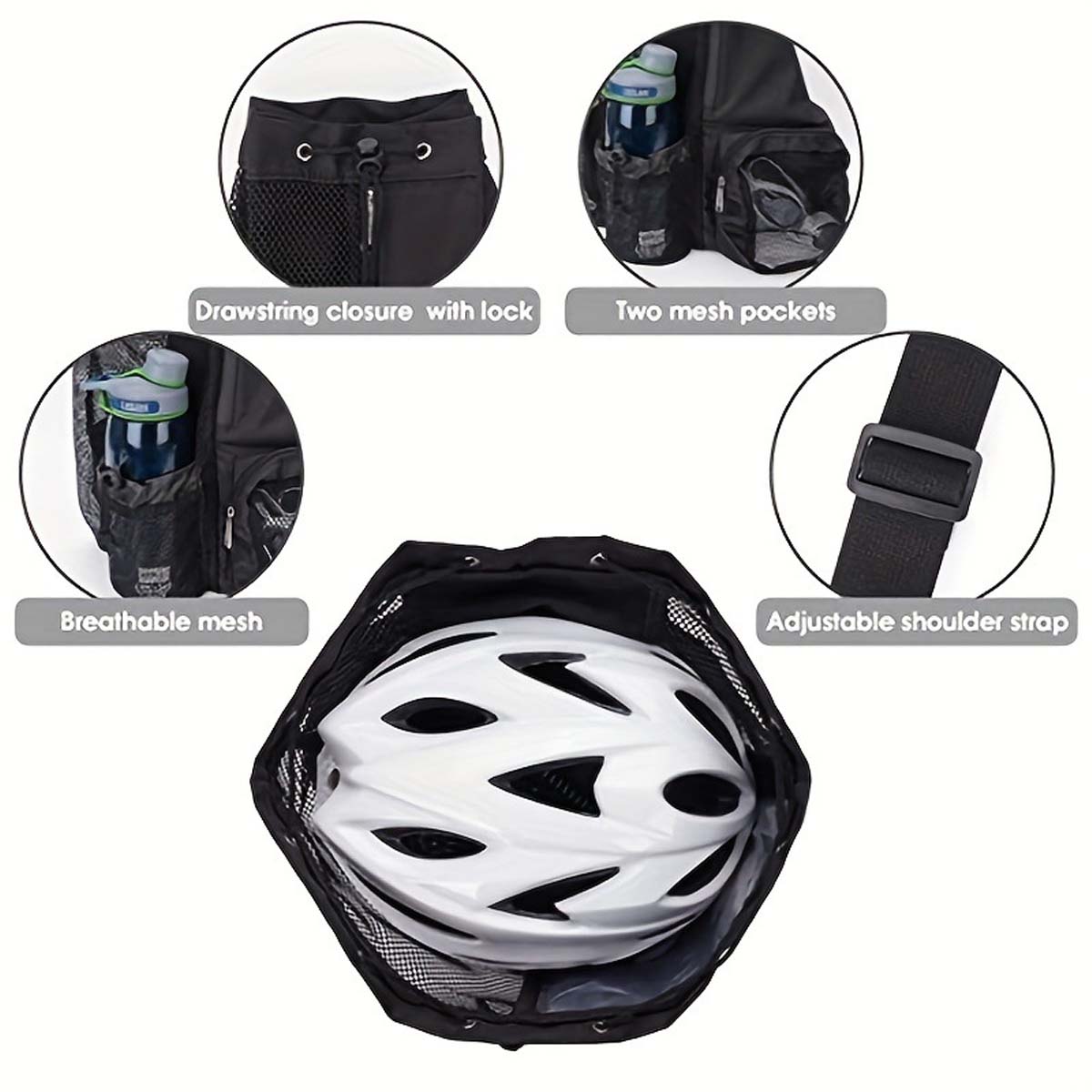 Durable Swim Bag Mesh Drawstring Backpack with Wet Pocket 6