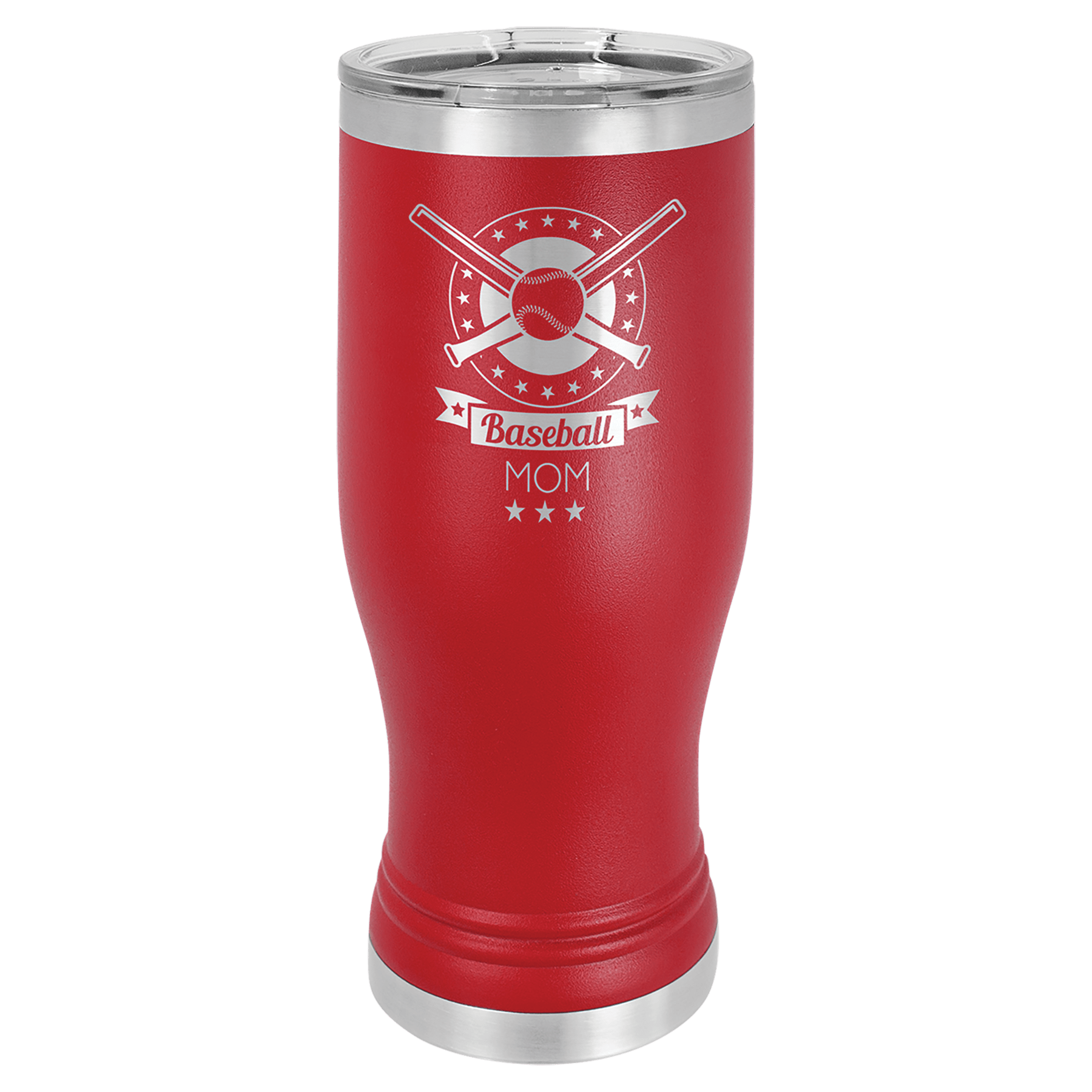 20 oz. Red Laser Engraved Polar Camel Pilsner Tumbler w/Clear Lid 1