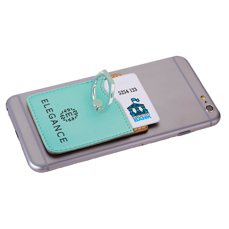 Teal Leatherette Phone Wallet with Silver Ring 3