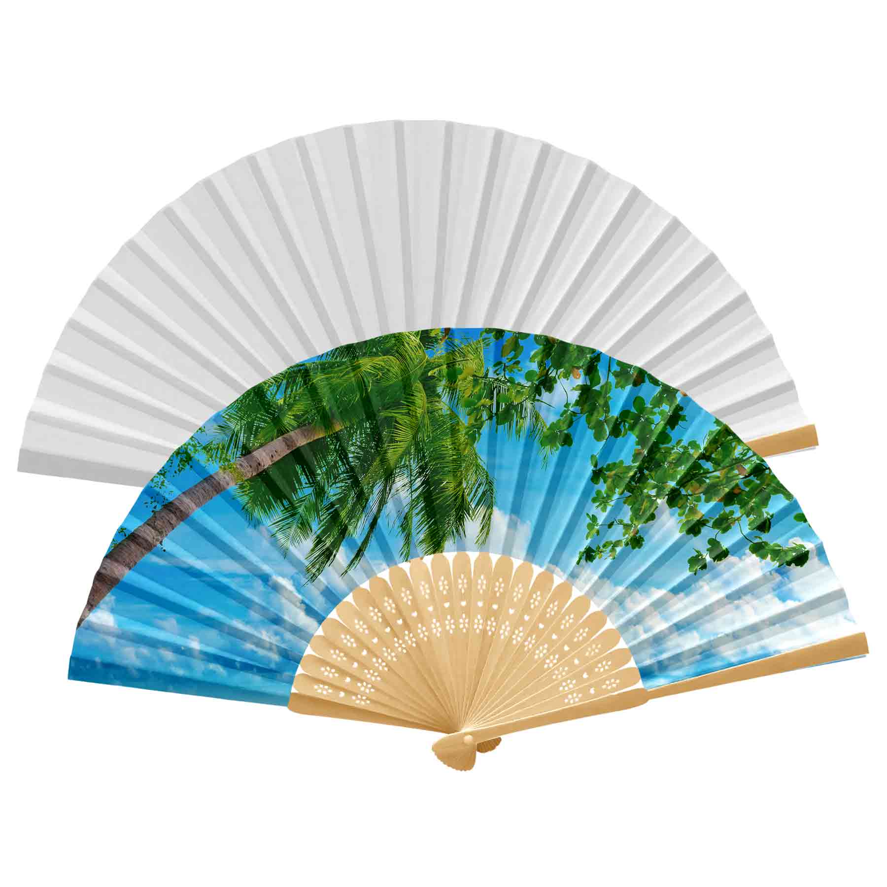 Handheld Foldable Full Color Bamboo Paper Fan 17