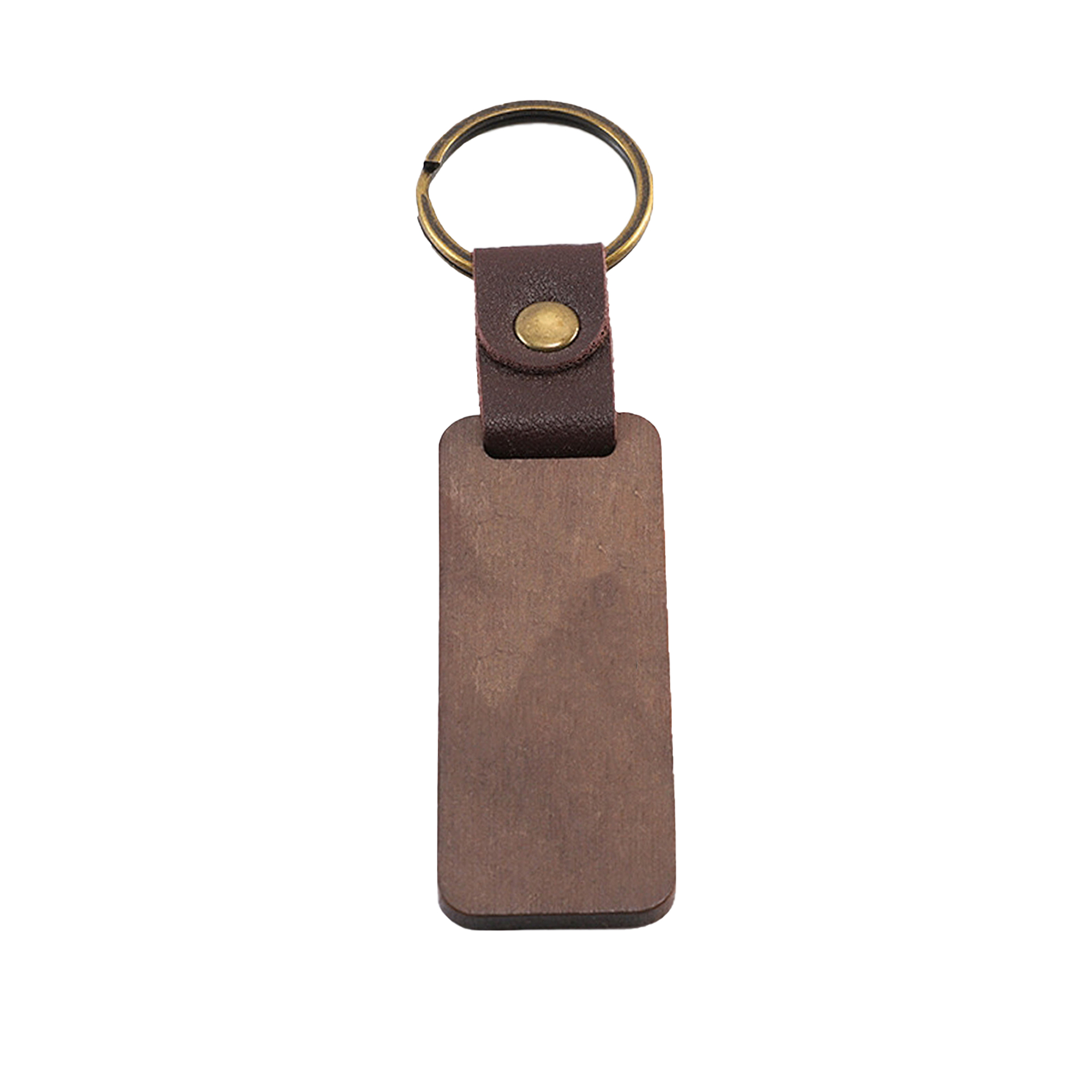 Custom Engraved Wooden Keychain with Leather Strap 4
