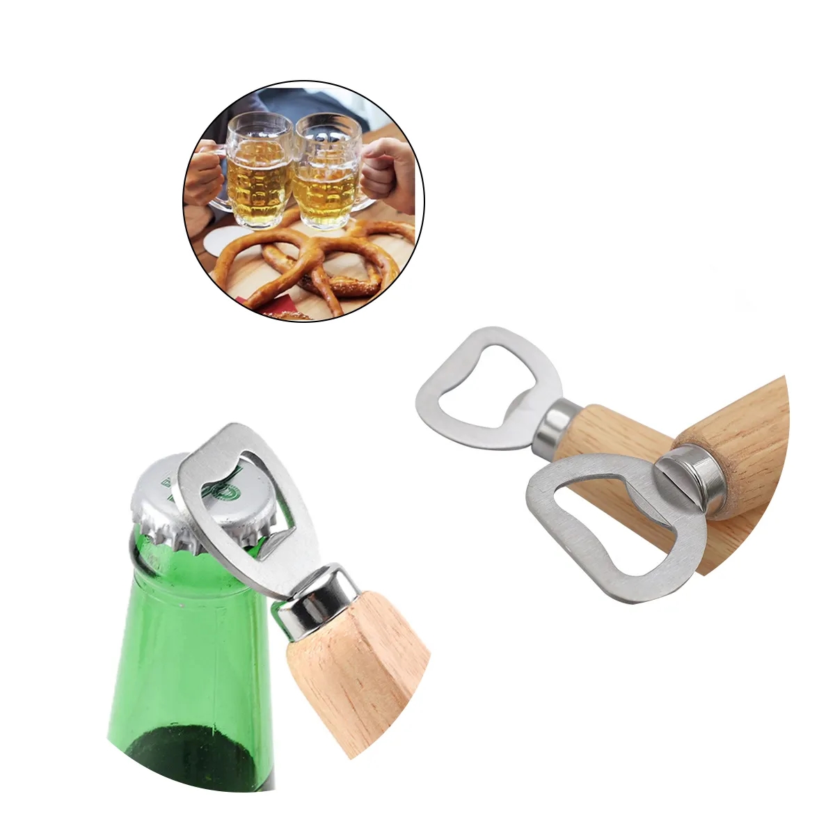Wood Handle Bottle Opener Laser Engraved 5