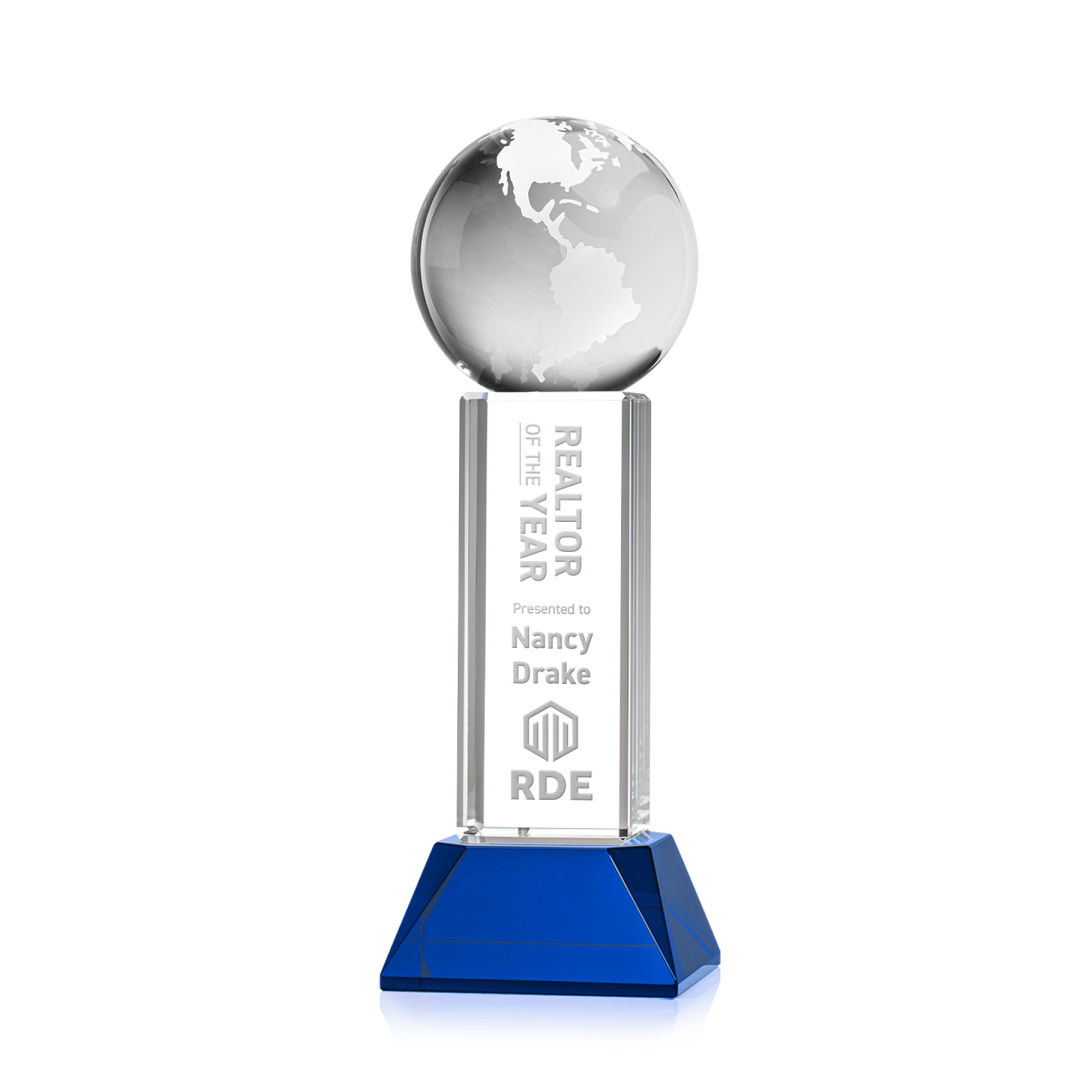 Globe Award on Stowe Base - Blue 8