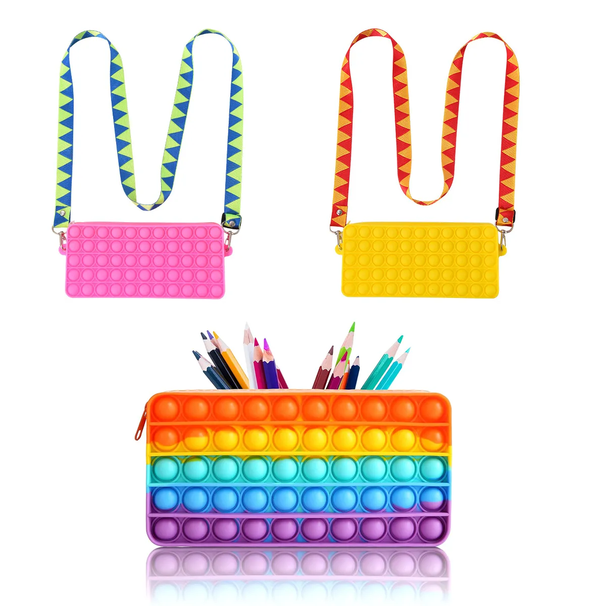 Pencil Case Sensory Silicone Bubble Toy Stationery 6