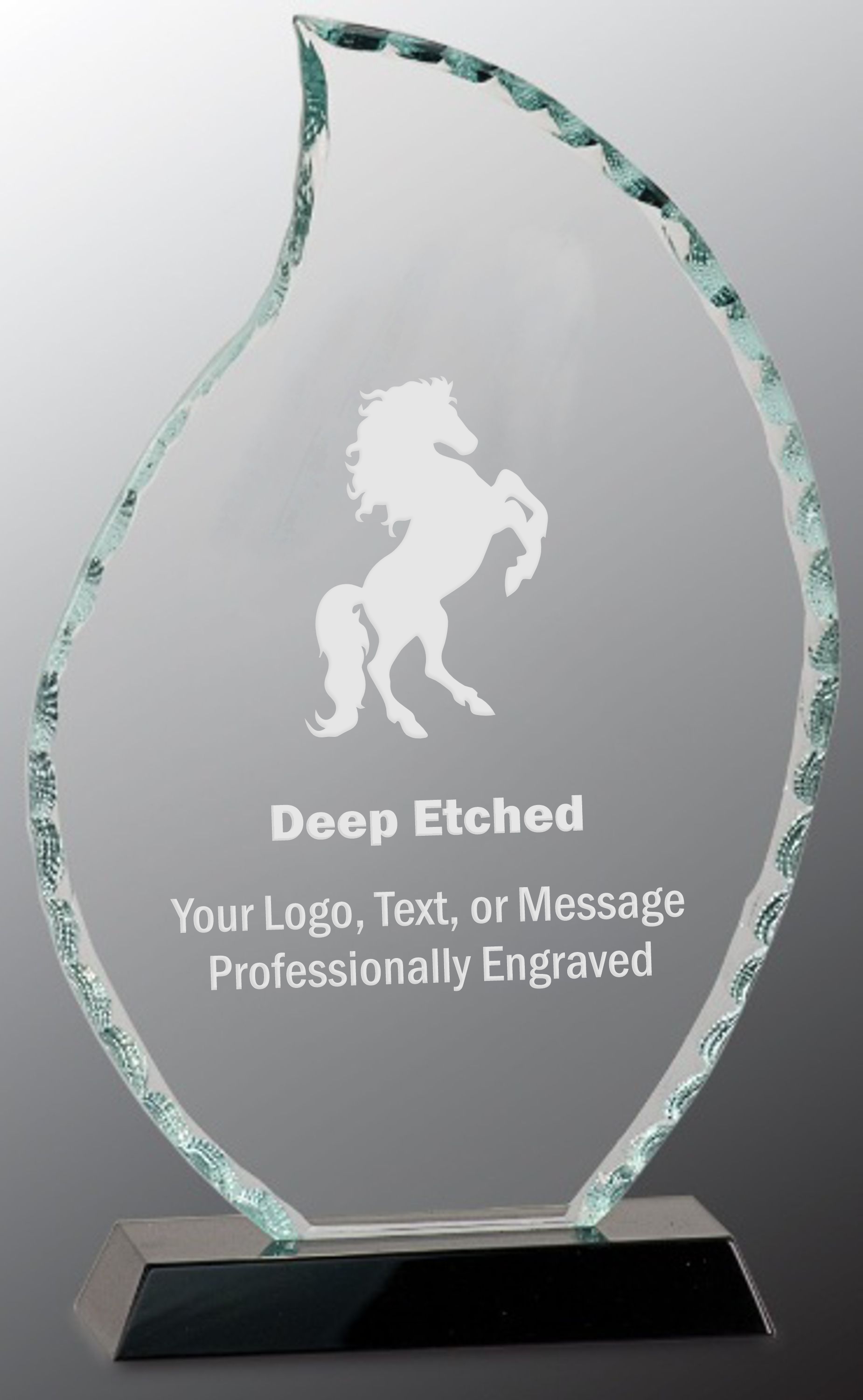 9 1/2" Flame Facet Glass Award on Black Base