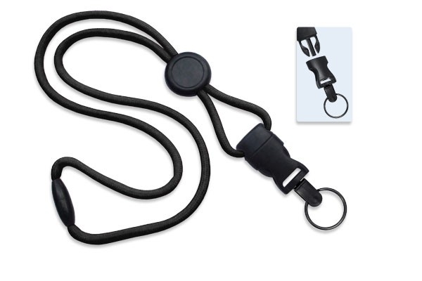 1/4" Polyester Lanyard with Round Slider and Quick Release (Split Ring) 3