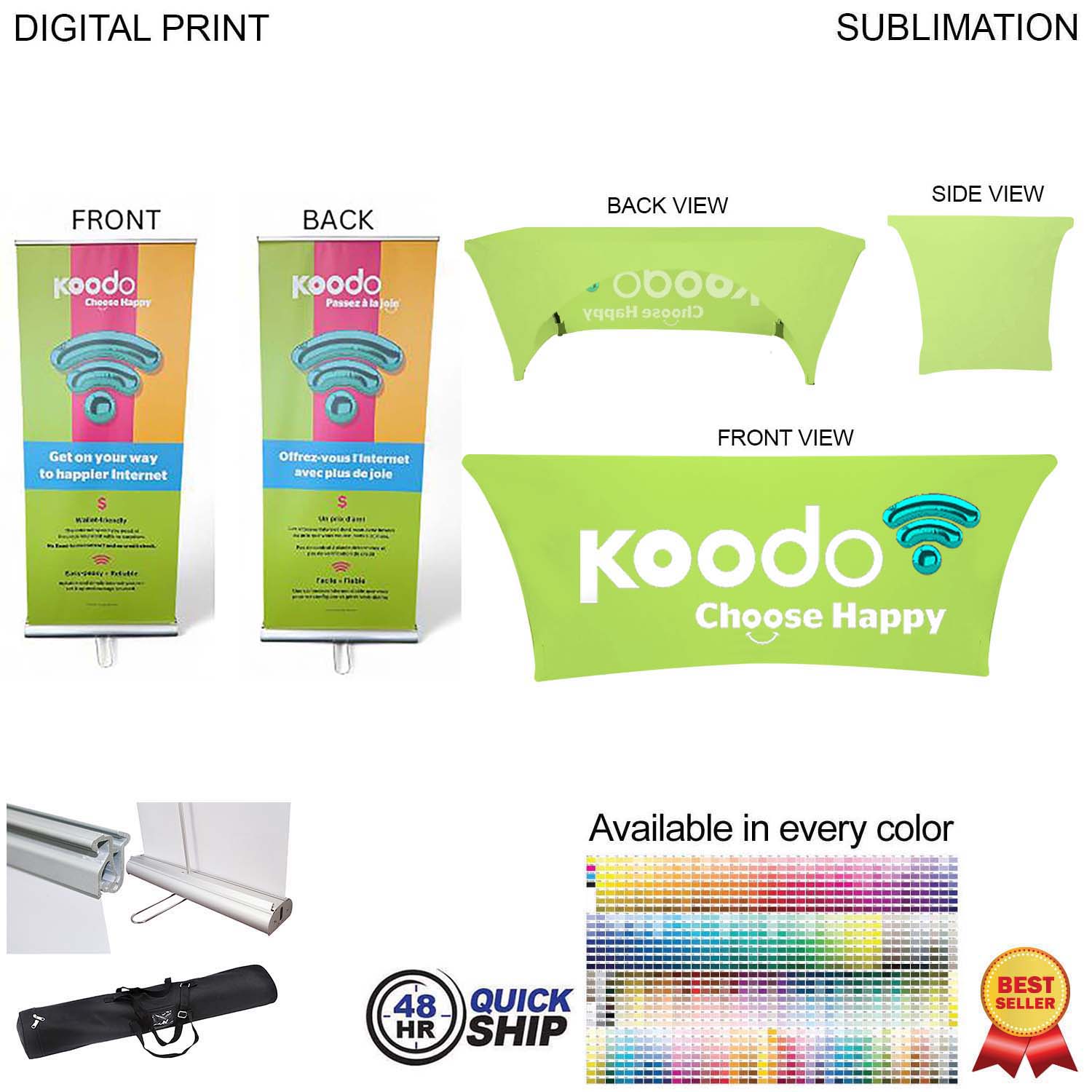 48Hr Quick Ship - Supreme Tradeshow Package, Banner (DP783) + Stretch fit tablecloth 6' (SU577)