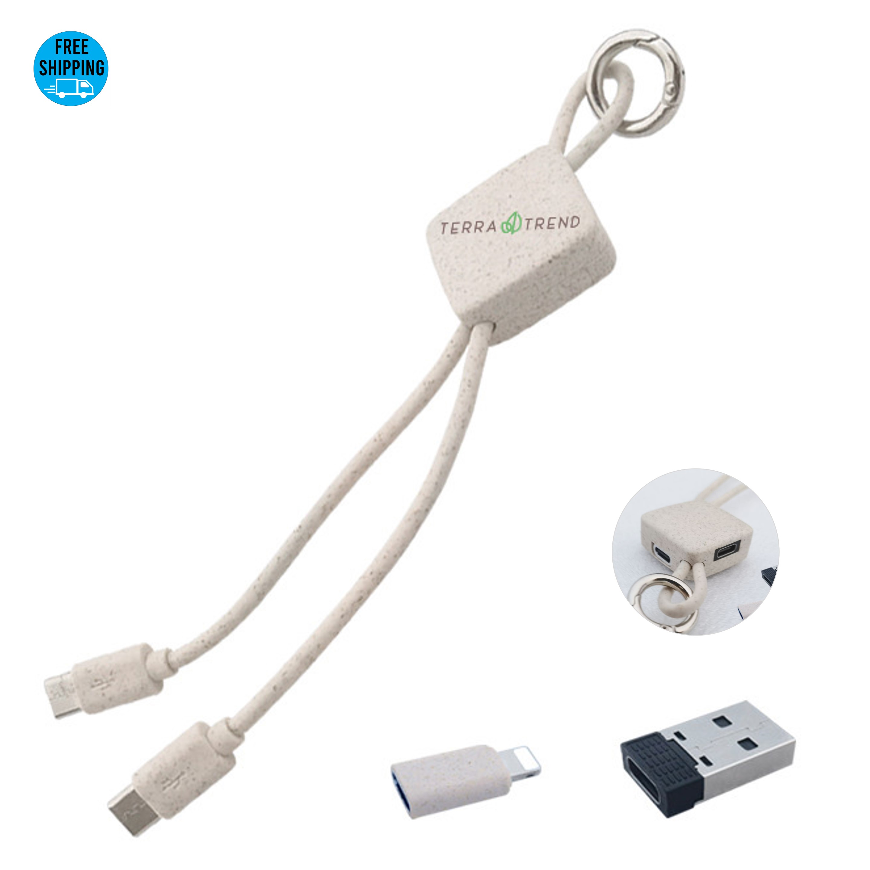 Eco Wheat Straw 4 in 1 Cable Keychain 2