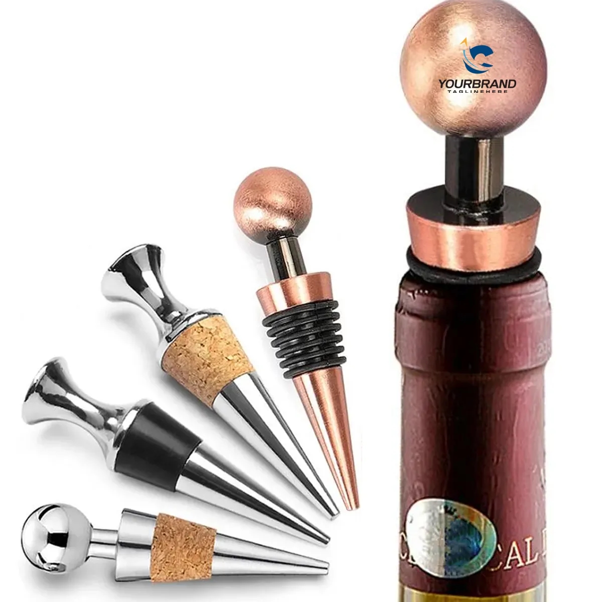 Chrome Plated Cork Stainless Steel Wine Bottle Stopper 5