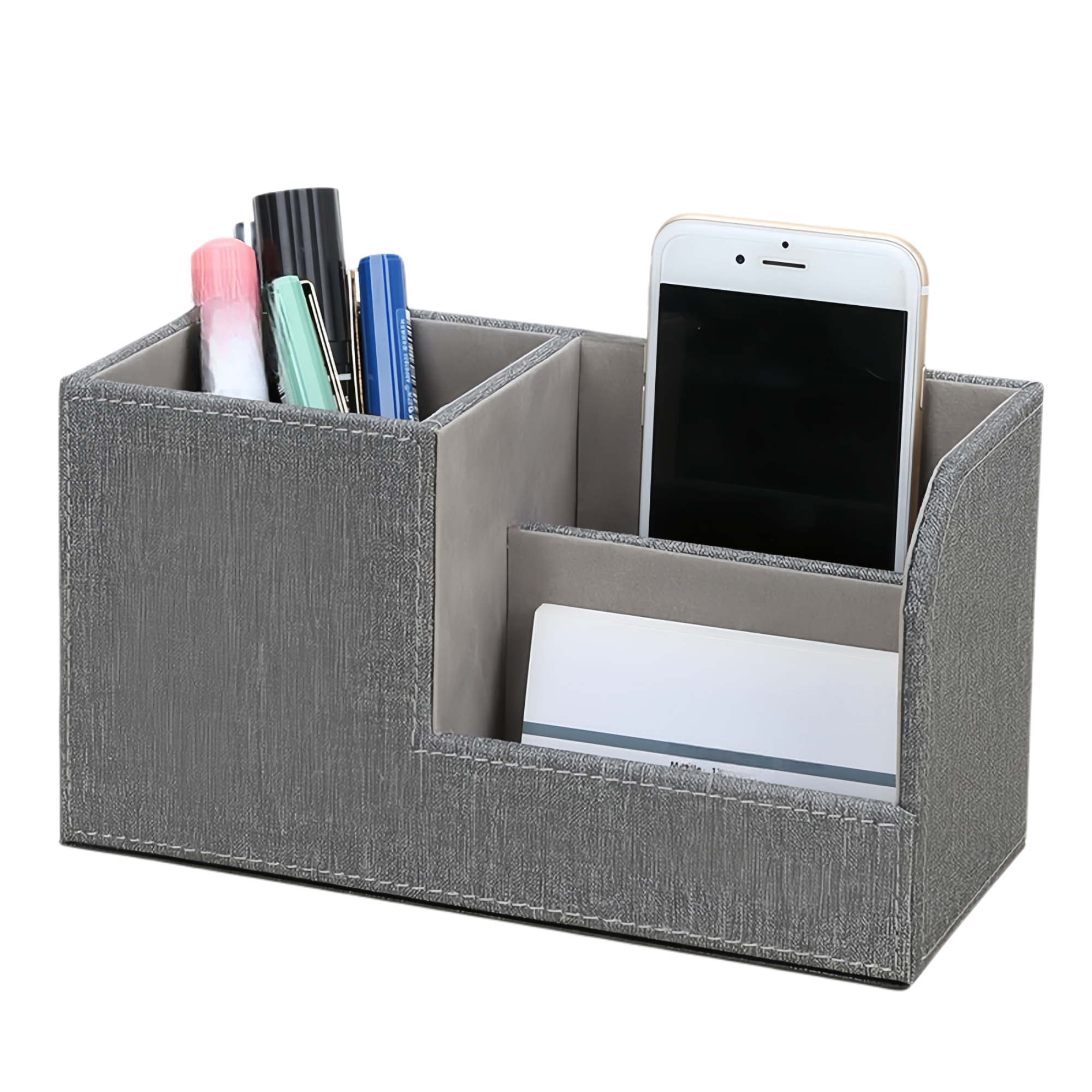 Multi-Compartment PU Leather Desk Organizer 2