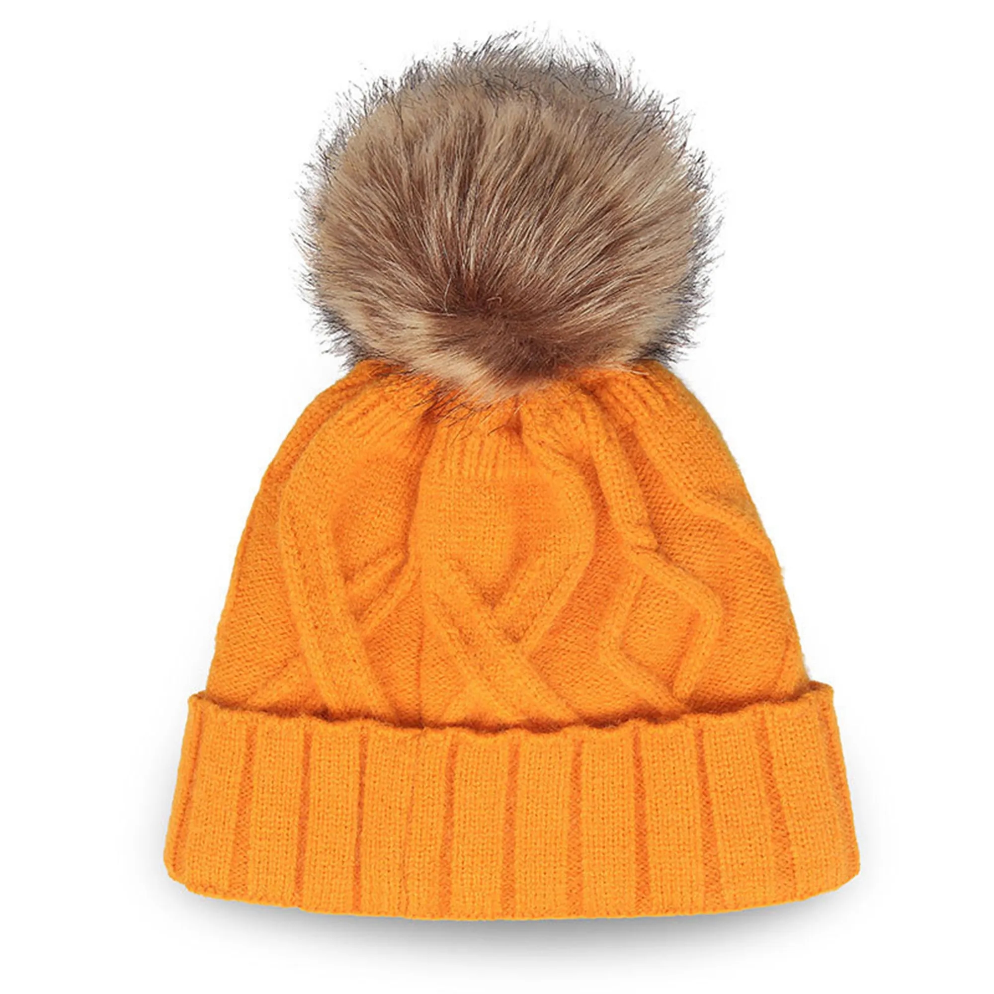 Winter Knit Hat With Faux Fur Pom 2