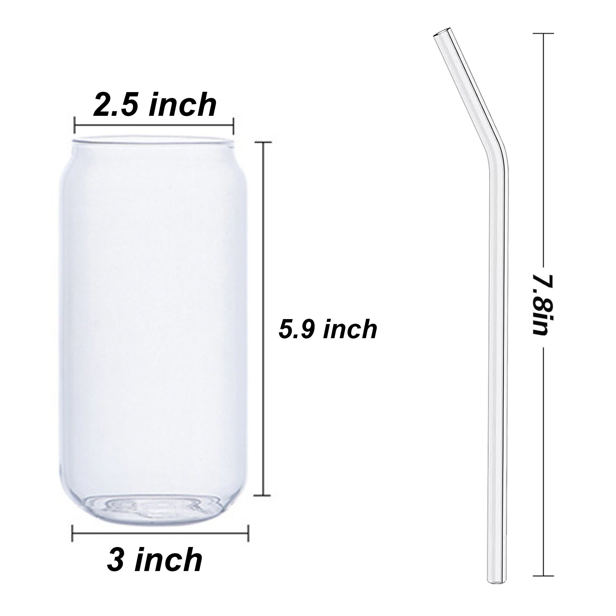 MOQ20 16 Oz Glass Cup With Straw And Straw Brush 3
