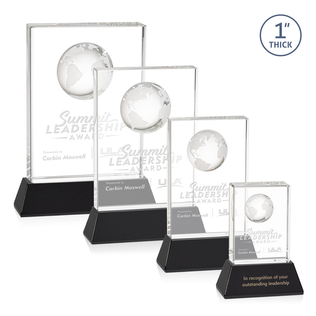 Ambassador Globe Award on Base - Black